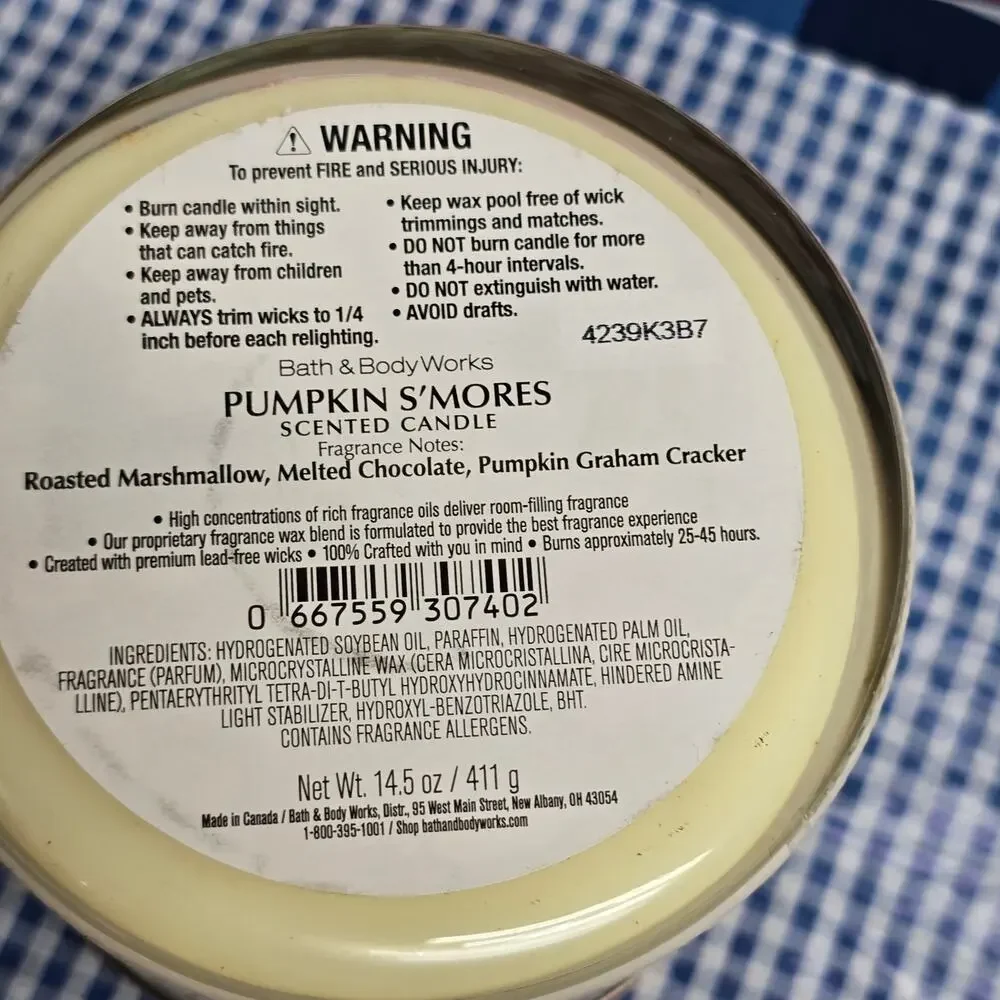 BBW Pumpkin S'mores Large 3 Wick Candle Holiday Home Fragrance Decor Smores